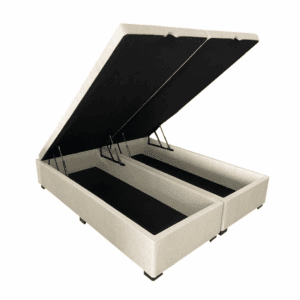 Box Baú Queen Bi-Partido 158 X 198 Linhão Bege