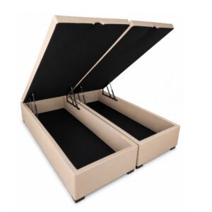 Box Baú Queen Premium Bi-Partido 158 x 198 Linhão Bege