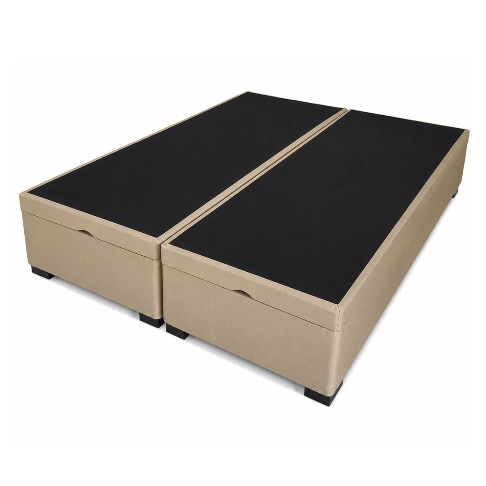 Box Baú Queen Premium Bi-Partido 158 x 198 Linhão Caqui - Imagem 2