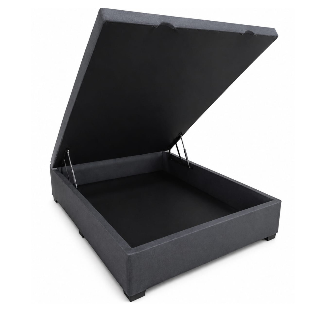 Box Baú Premium Casal 138 x 188 Linhão Cinza Escuro