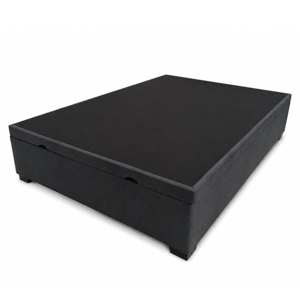 Box Baú Premium Casal 138 x 188 Linhão Cinza Escuro - Imagem 2