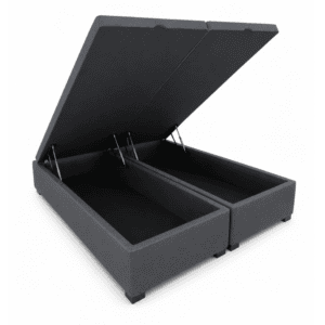 Box Baú Queen Premium Bi-Partido 158 x 198 cm Cinza escuro