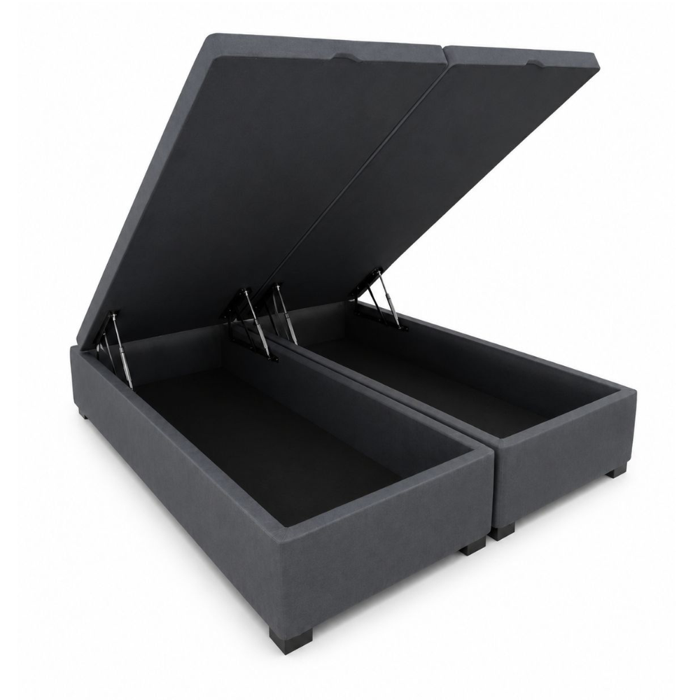 Box Baú Queen Premium Bi-Partido 158 x 198 cm Cinza escuro