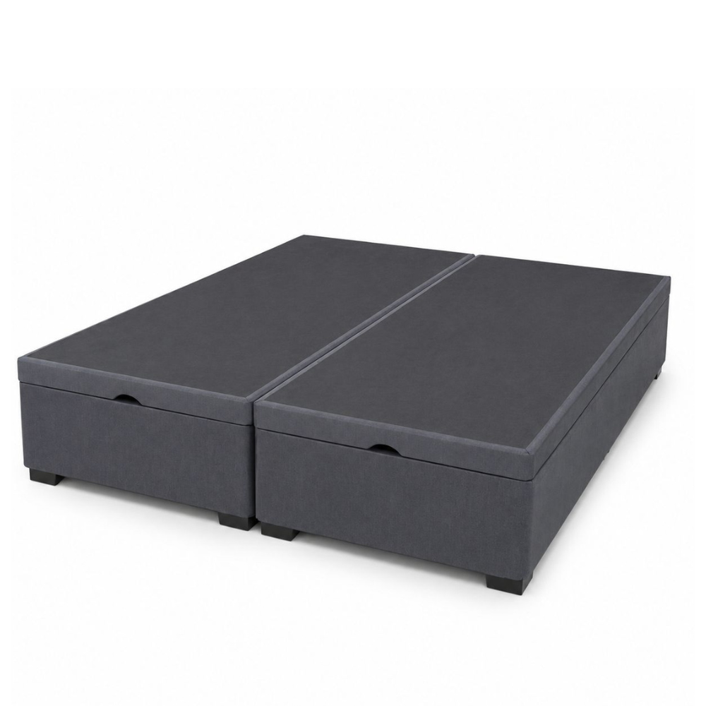 Box Baú Queen Premium Bi-Partido 158 x 198 cm Cinza escuro - Imagem 2